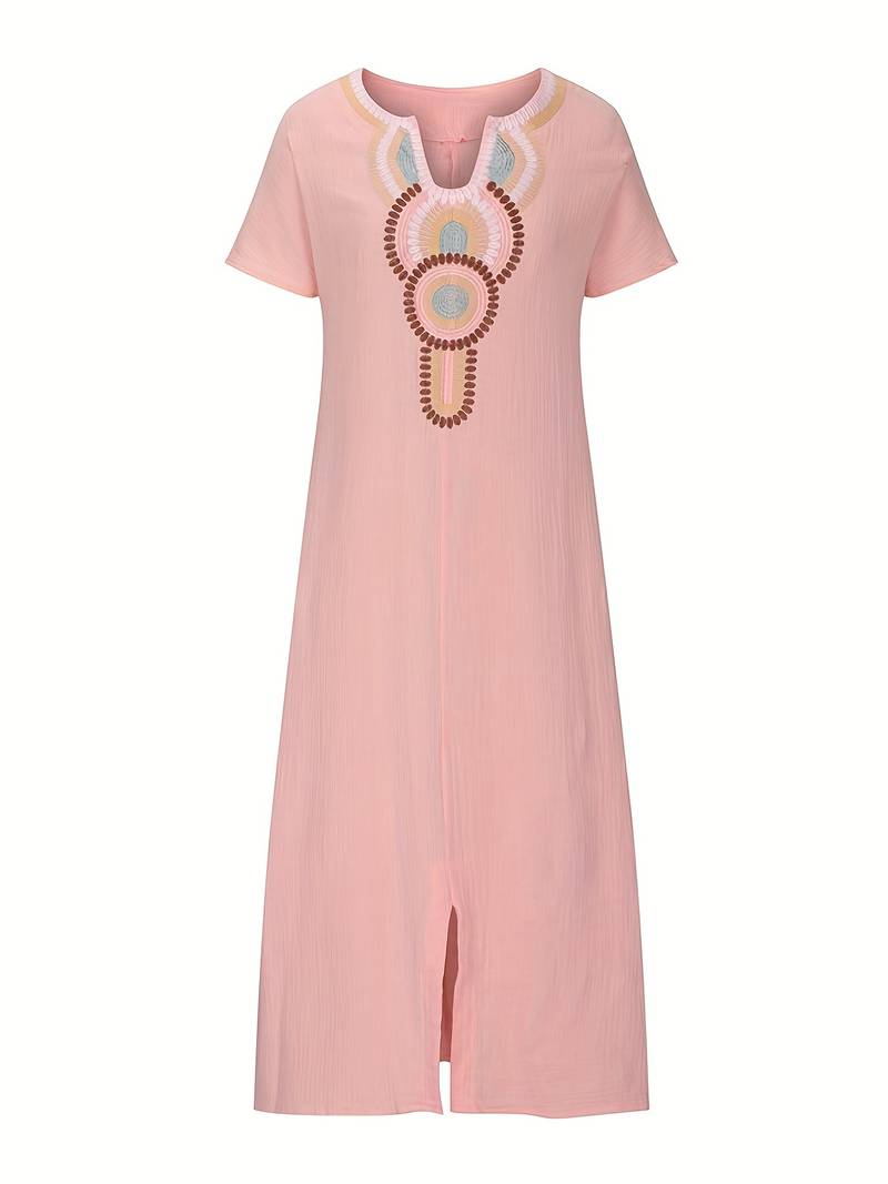 Demi™ - Boho Maxi Split Cutout Dress