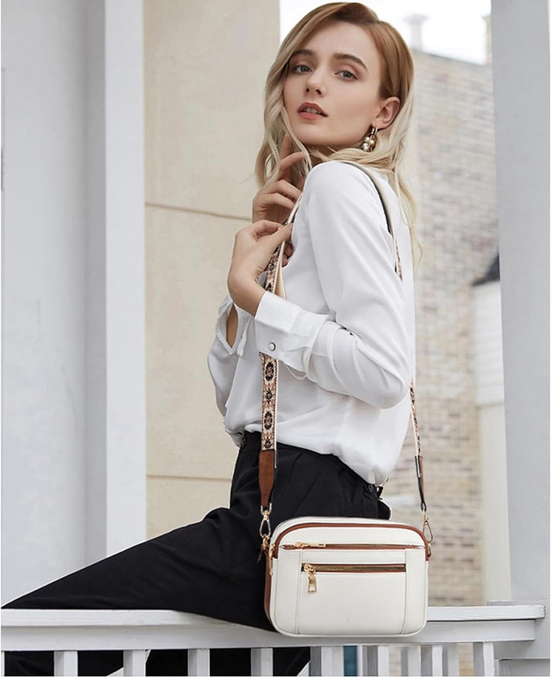 Erikka | Elegant Shoulder Bag with Patterned Adjustable Strap