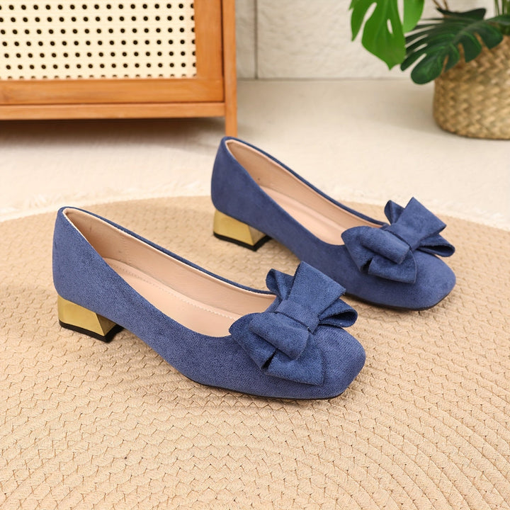 Chic women's bow shoes with stylish chunky heels