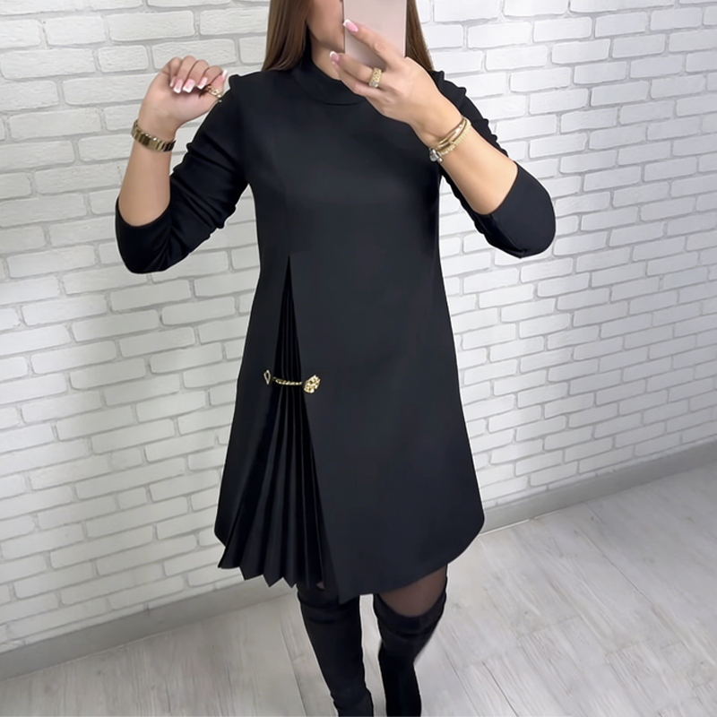 Stylish long-sleeve dress with pleated details