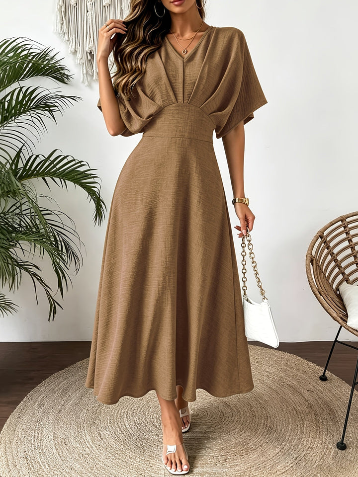 Women’s midi dress with V-neckline