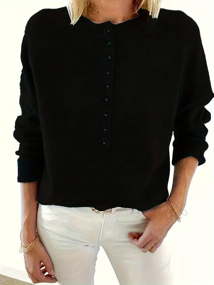 Caroline - Solid Half-Button Sweater