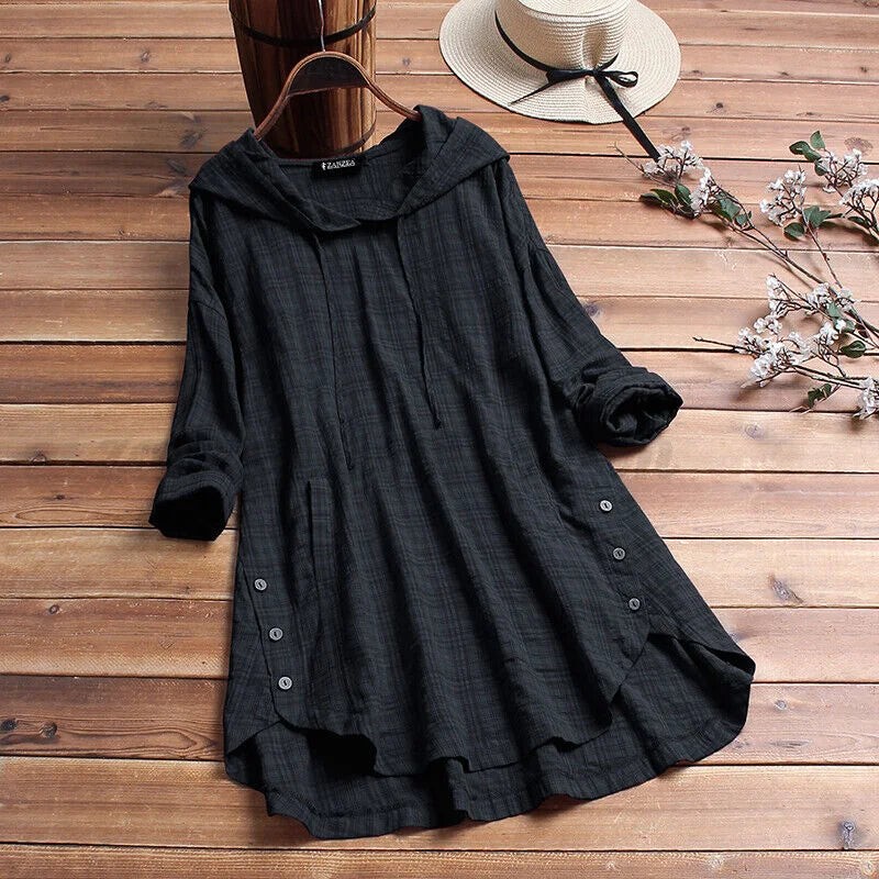 Hillary™ - Loose Cotton Sweatshirt with Button