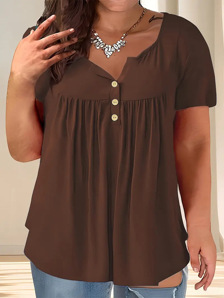 Zoey™ - Chic Plus-Size Pleated Blouse