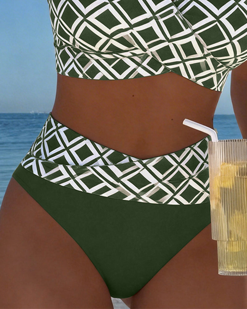 Martina | Checked bikini with wire-free bra and high-cut briefs