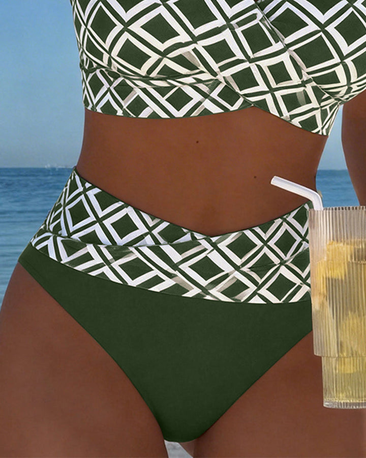 Martina | Checked bikini with wire-free bra and high-cut briefs