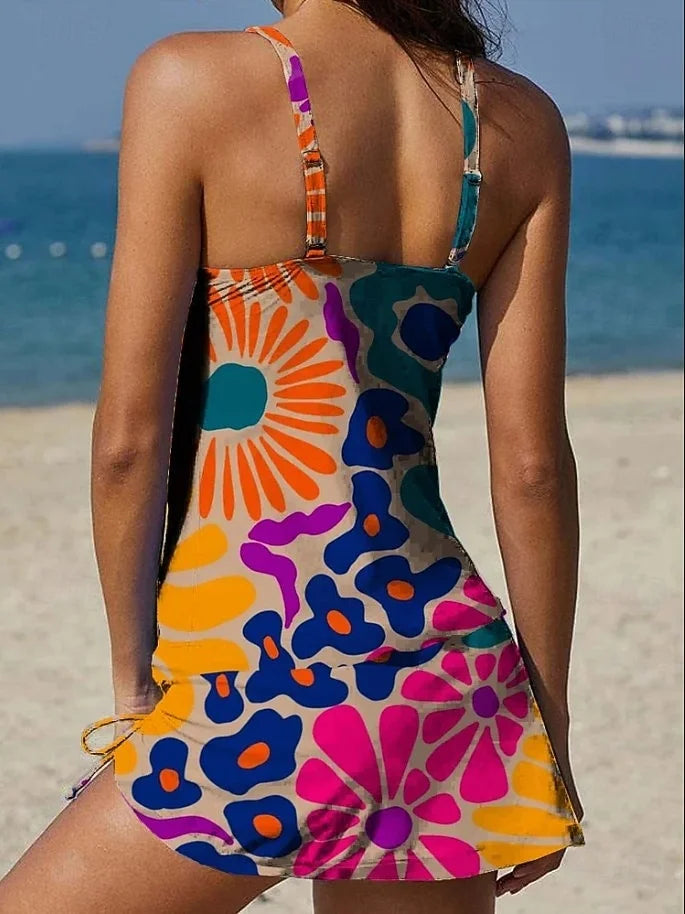 Fiesta – Graphic Floral Bikini with Shorts, Flat Tummy Effect