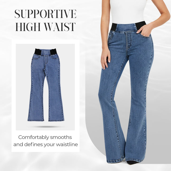 Women's high-waisted jeans with stretchy legs