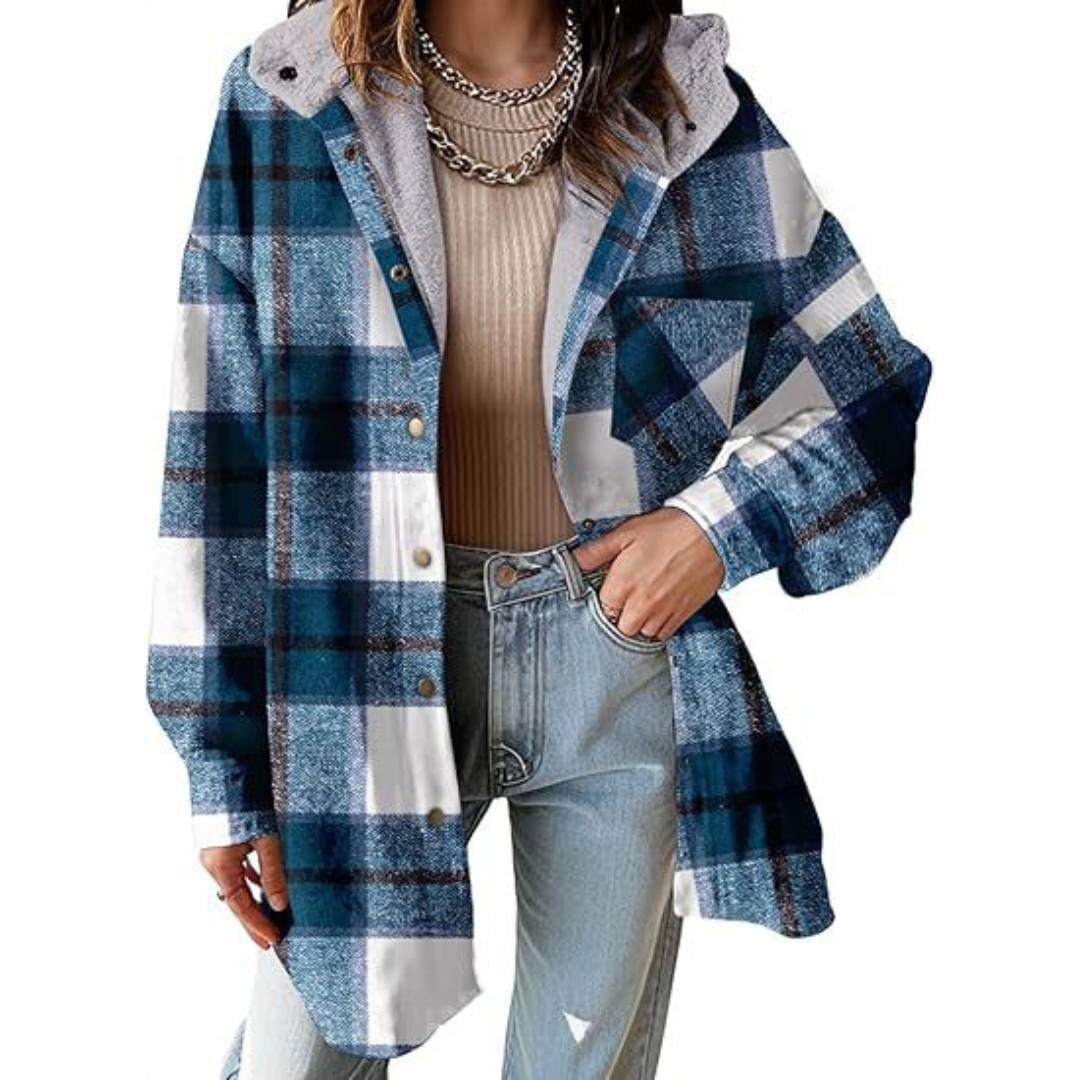 Tallulah™ - Relaxed Fit Plaid Hooded Jacket