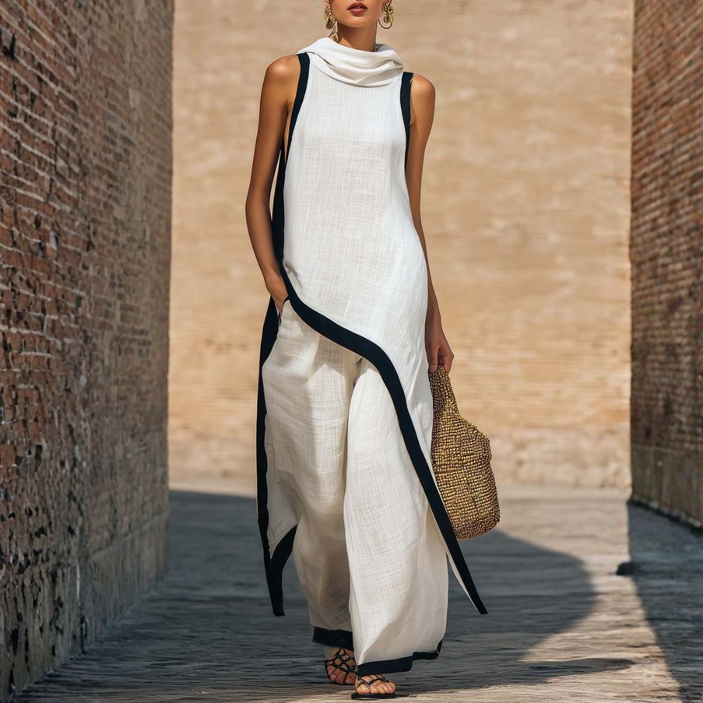 Leonora | Elegant Asymmetrical Wide-Leg Outfit for Women