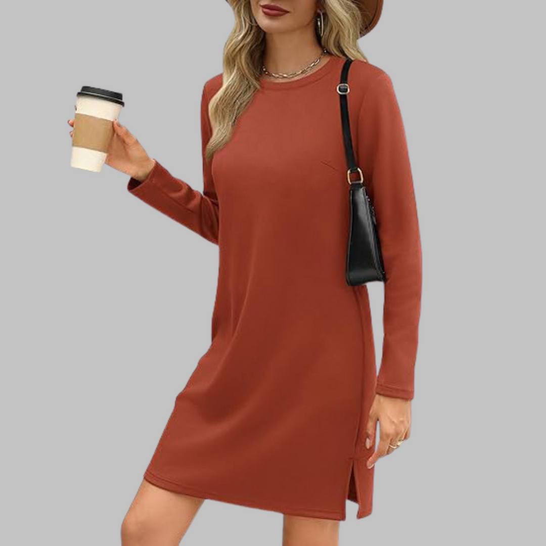 Talia™ – Casual Long-Sleeved Crew Neck Mini Dress