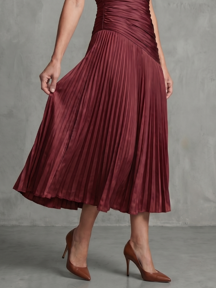Theodora | Pleated Waist Panel Midi Dress