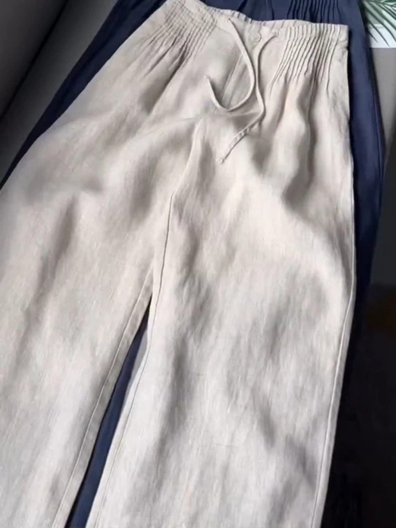 Camille | Cotton-Linen Blend Wide Leg Pants