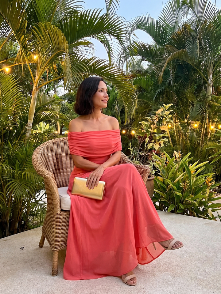 June | Off-the-Shoulder Draped Midi Dress