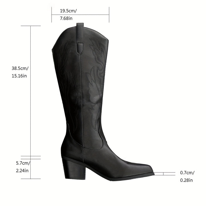 Belphoebe | Women's Western Cowboy Boots for Wide Calves with Tonal Embroidery Details