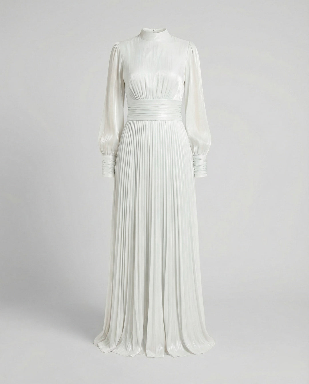 Damen Maxikleid mit Falten und langen Ärmeln