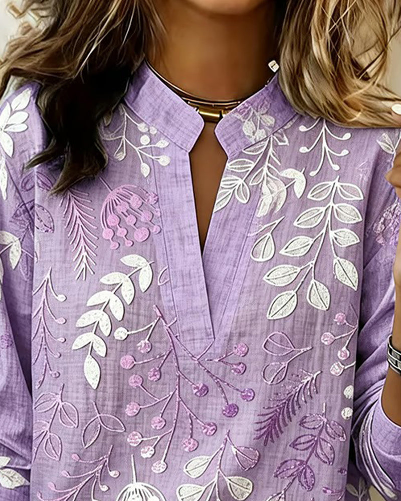 Eleni™ | Blouse with Floral Print and High Collar
