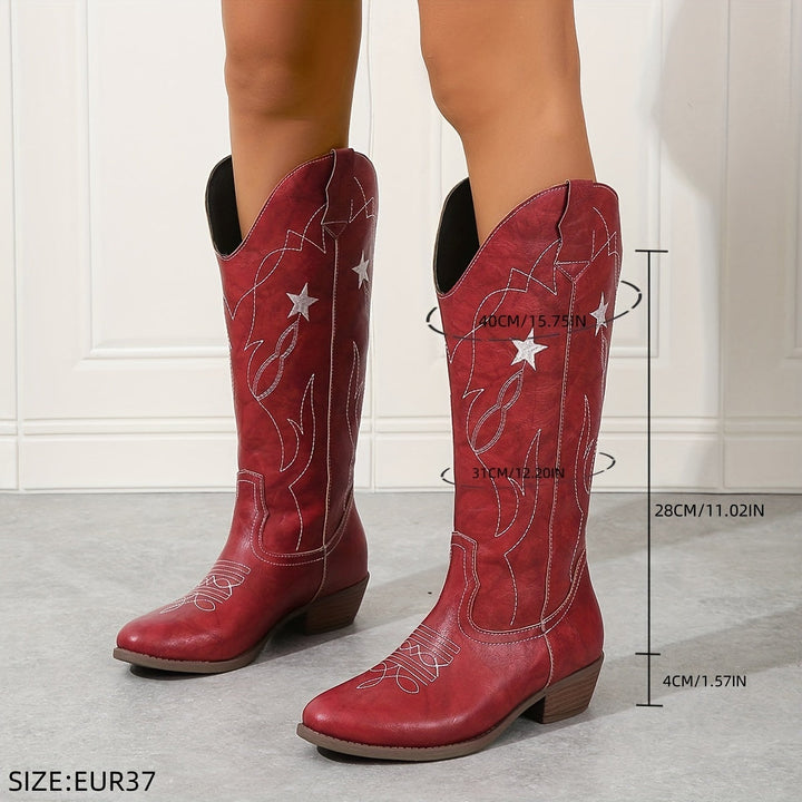 Eadith | Women’s Western boots with a wide shaft and star embroidery