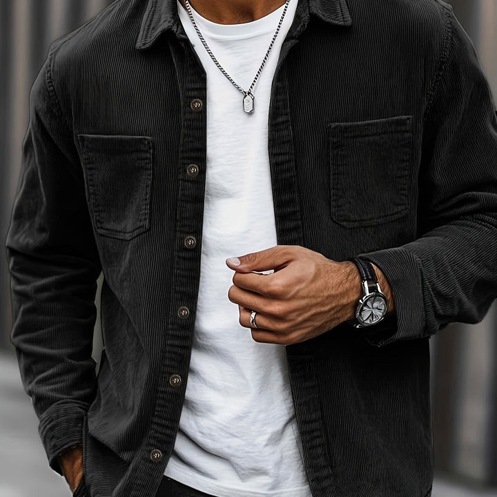 Bryce | Herren Langarm-Overshirt mit Taschen und Knöpfen