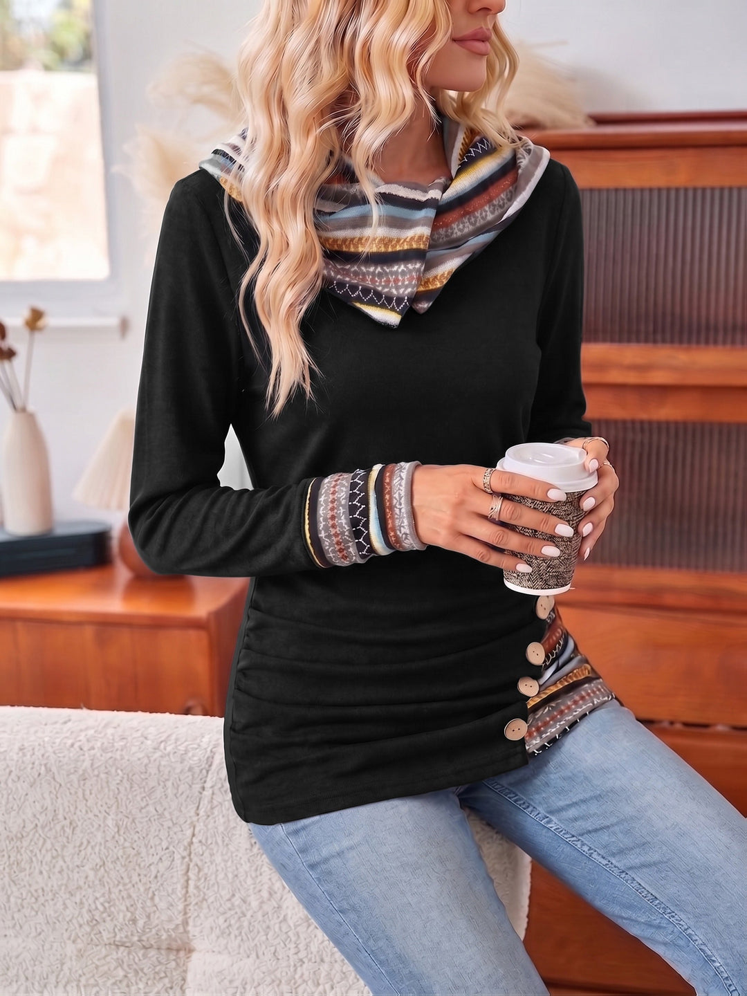 Opal | Women's button-front top with long sleeves