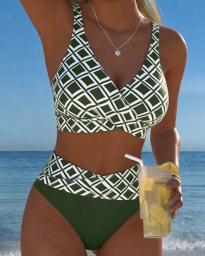 Martina | Checked bikini with wire-free bra and high-cut briefs
