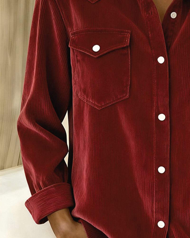 Lyra™ - Classic Long Sleeve Shirt with Lapel Collar