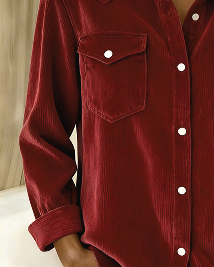 Lyra™ - Classic Long Sleeve Shirt with Lapel Collar