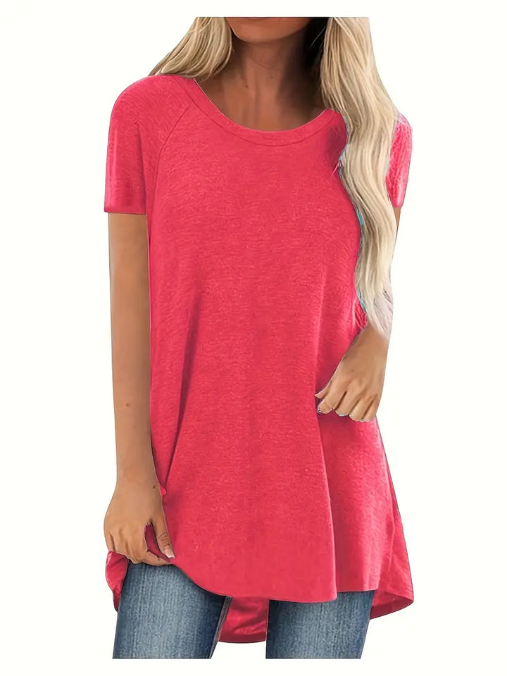 Faye™ - Casual Longline Crew Neck T-Shirt