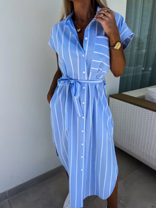 Fiona - Elegant Sleeveless Striped Dress