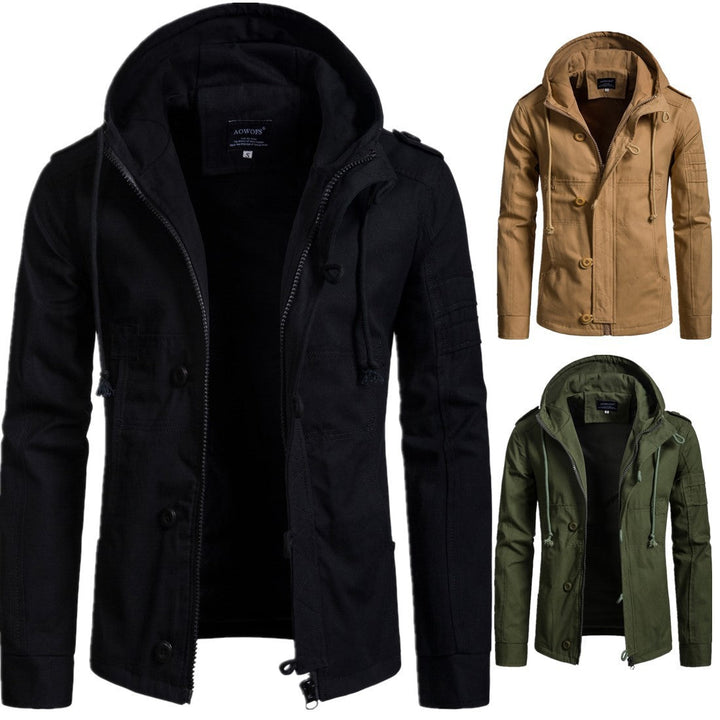 Men's hooded jacket with drawstring and pockets