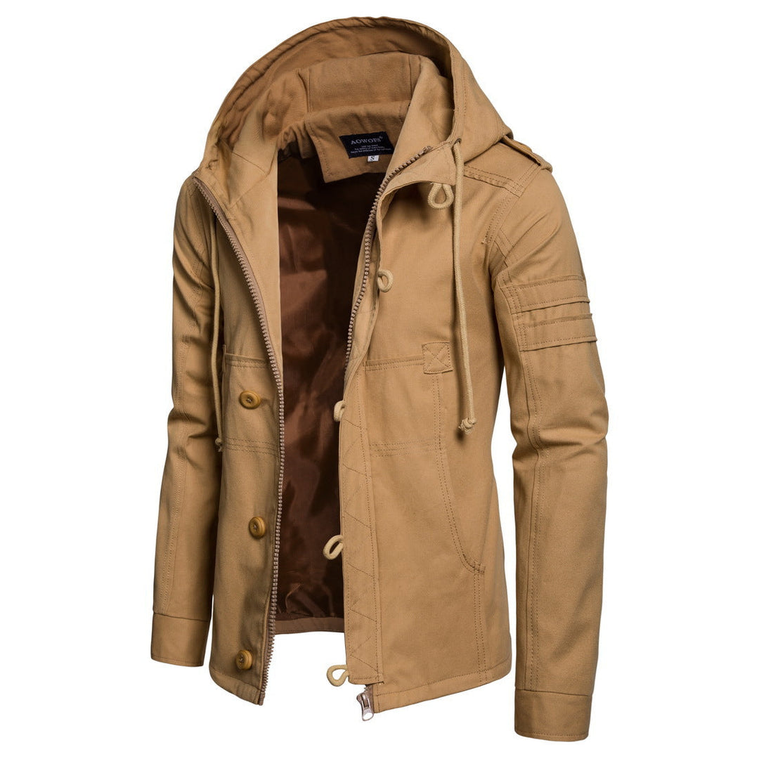 Men's hooded jacket with drawstring and pockets