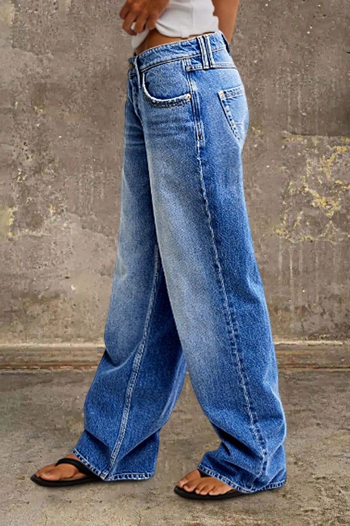 Mid-rise straight-leg jeans