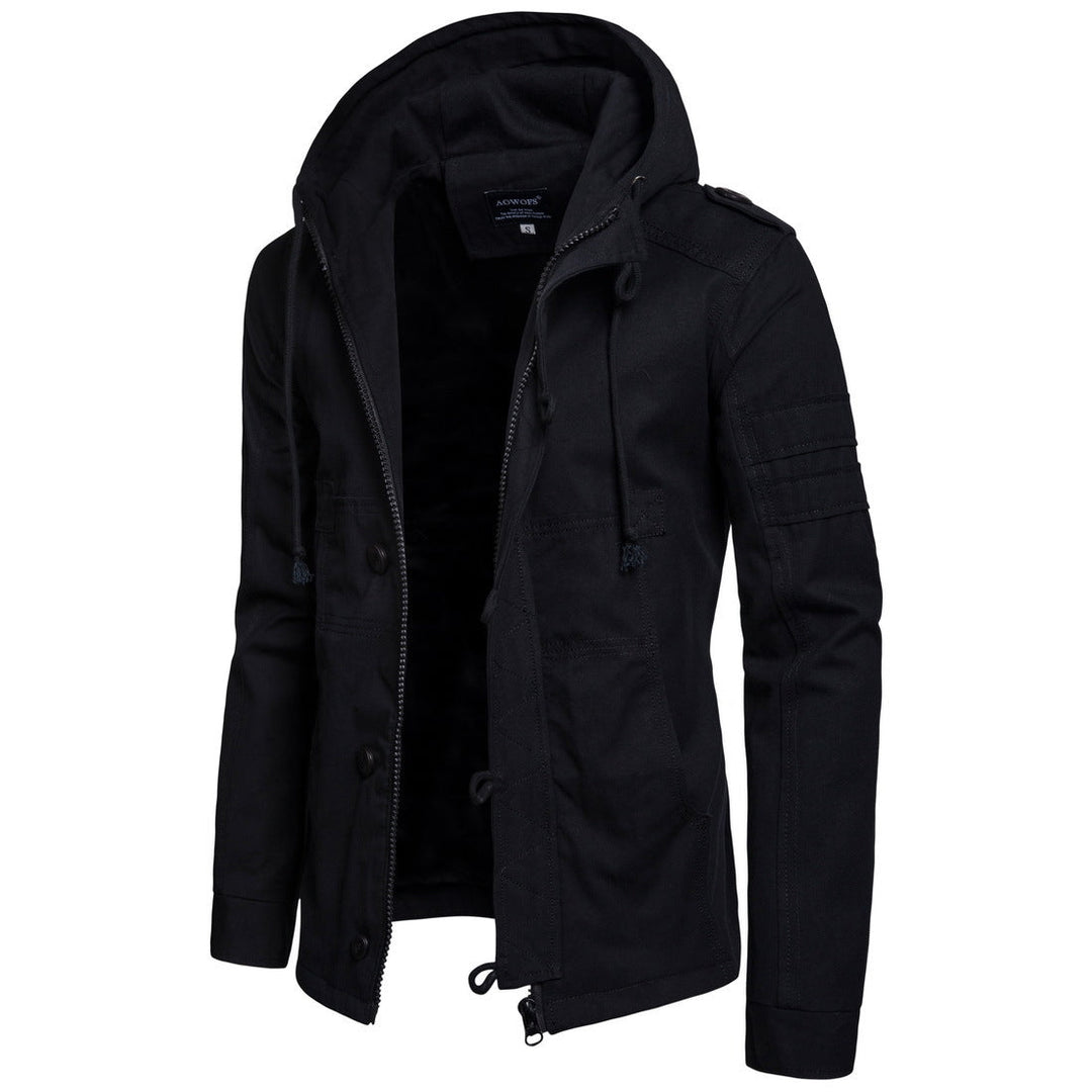 Men's hooded jacket with drawstring and pockets