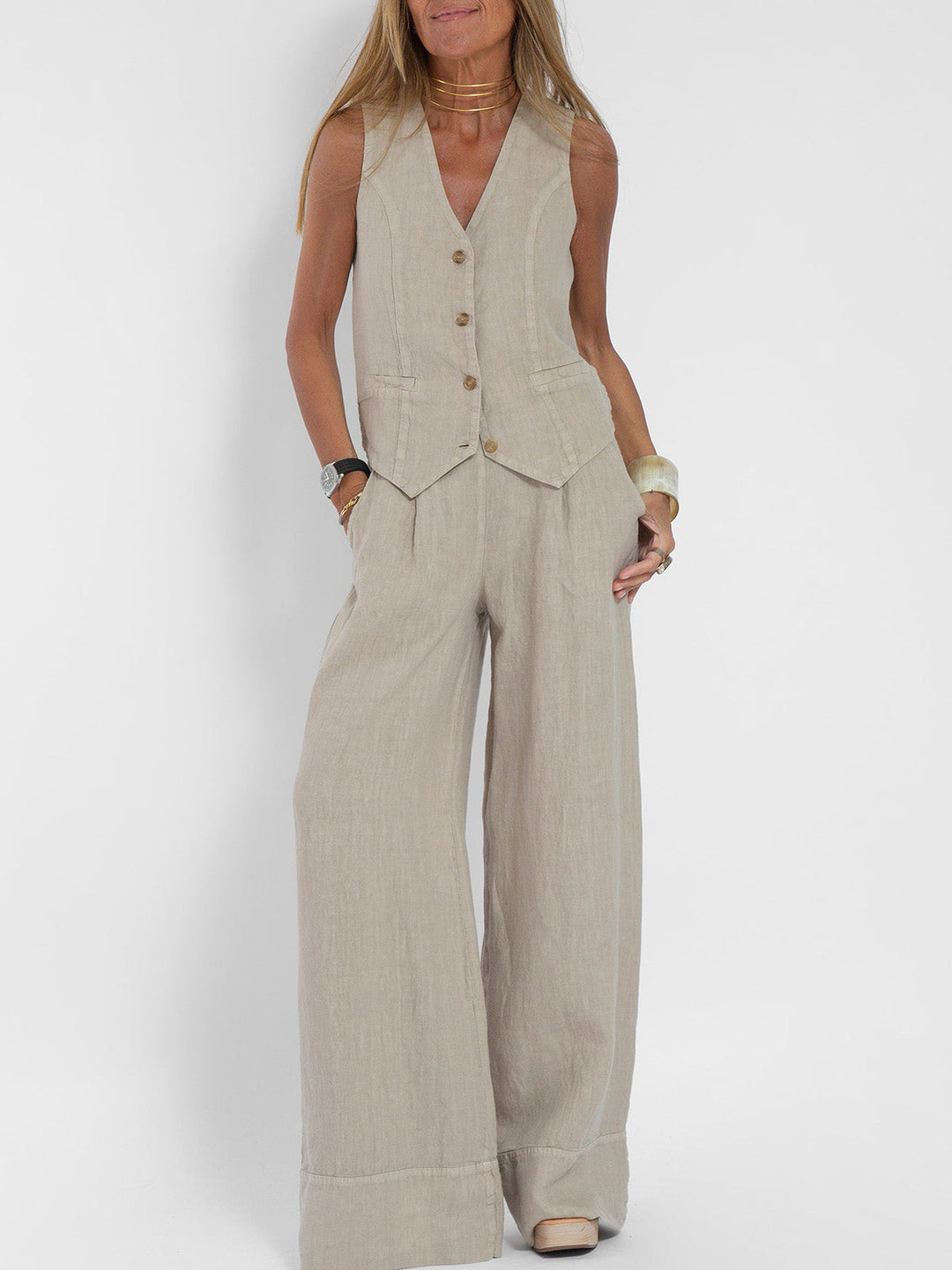 Ella | Vest Wide Leg Pants Set (Almost sold out)