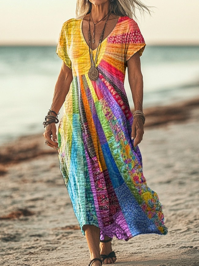 Boho-Chic Sun Print Dress