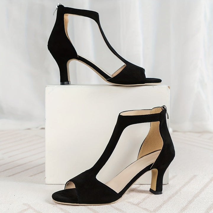 Back Zipper Fish Mouth High Heels