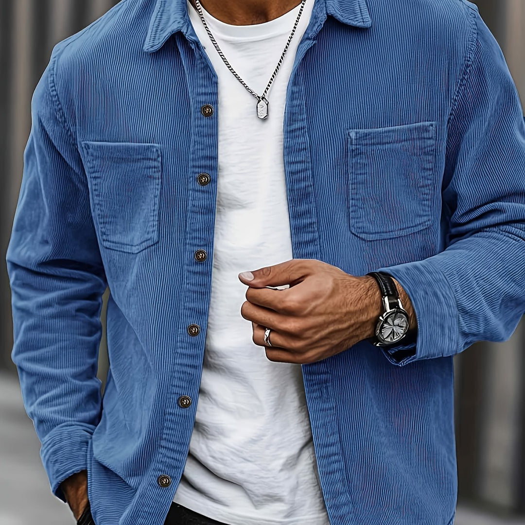 Bryce | Herren Langarm-Overshirt mit Taschen und Knöpfen