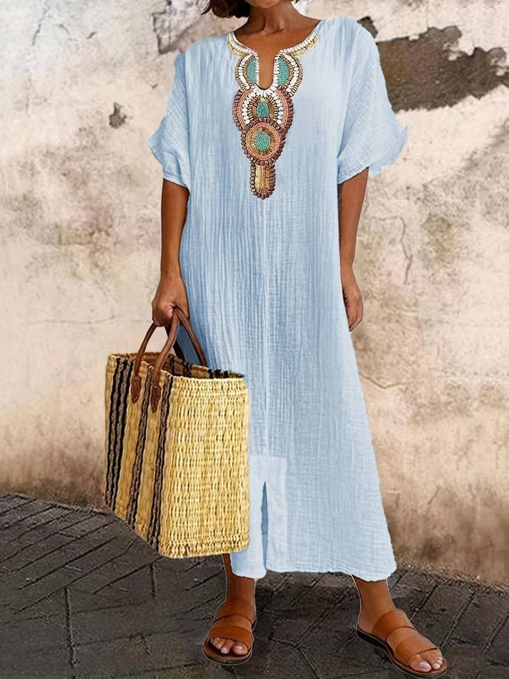 Demi™ - Boho Maxi Split Cutout Dress