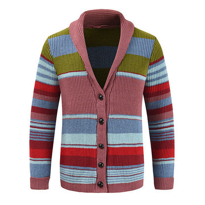 James | Men's Striped Button-Up Cardigan