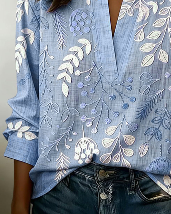 Eleni™ | Blouse with Floral Print and High Collar
