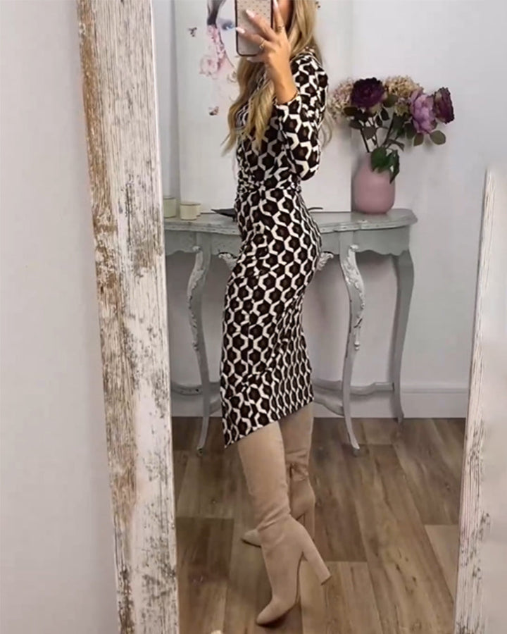 Donna™ - Comfortable Printed Slit Dress