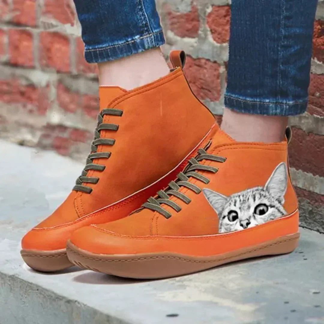 Monika™ - Cat-Leather Ankle Boots