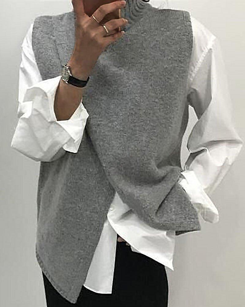 Krista™ - Loose Knit Top with Asymmetrical Hem