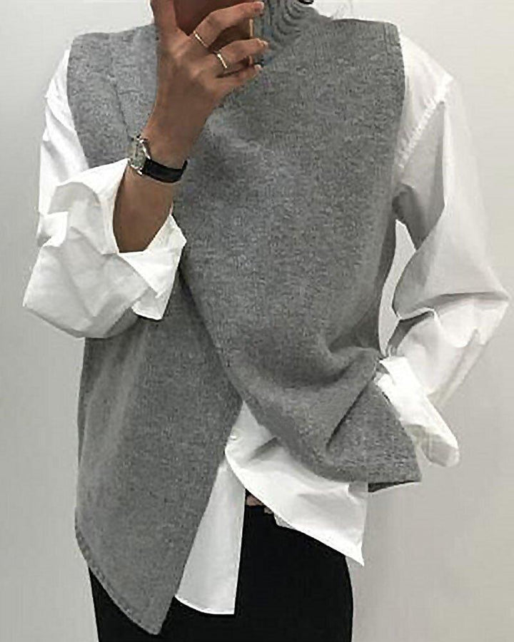 Krista™ - Loose Knit Top with Asymmetrical Hem