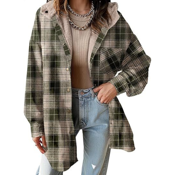 Tallulah™ - Relaxed Fit Plaid Hooded Jacket