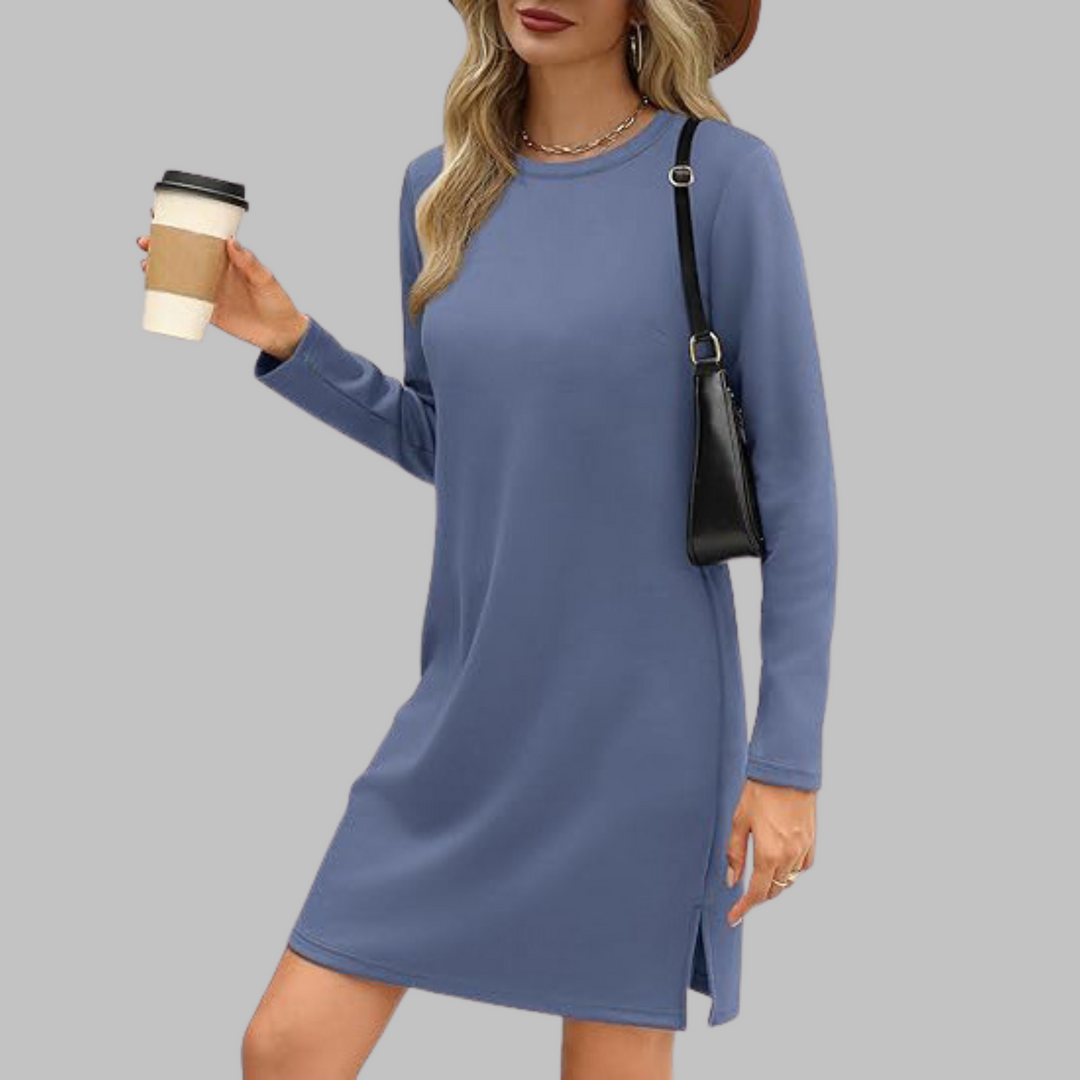 Talia™ – Casual Long-Sleeved Crew Neck Mini Dress