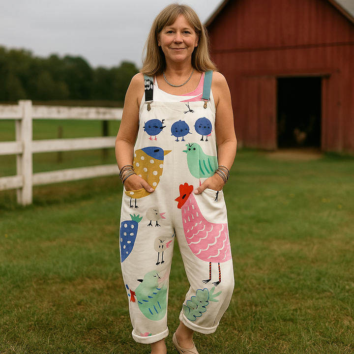 Women's Vintage Wide-Leg Jumpsuit - Stylish Comfort & Versatility