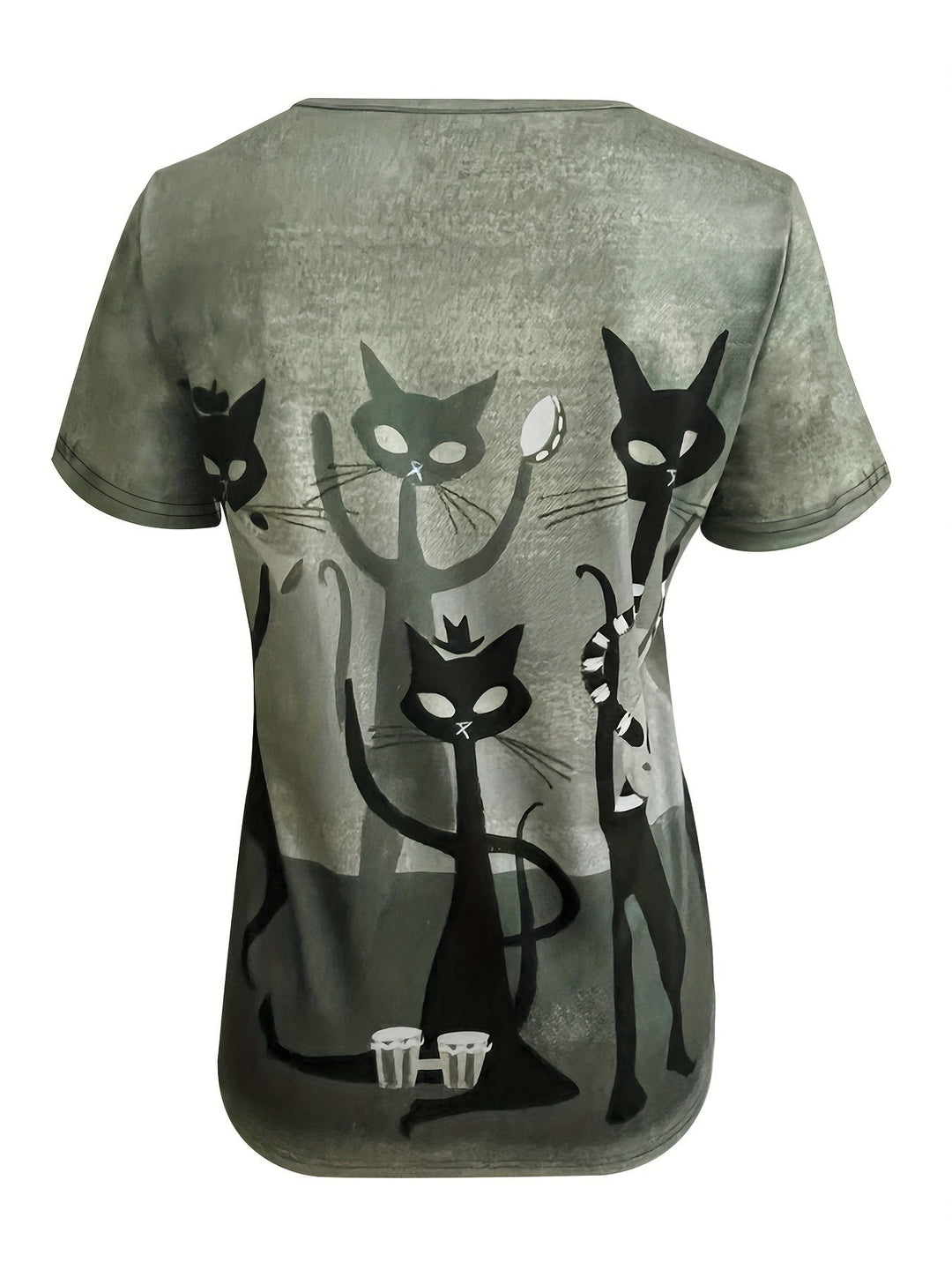 Sue™ - Casual T-Shirt with Cat Motif