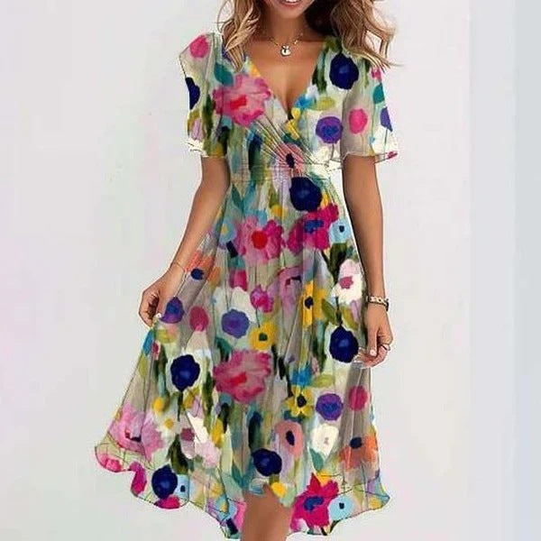 Lina™ | Elegant Short-Sleeve Dress