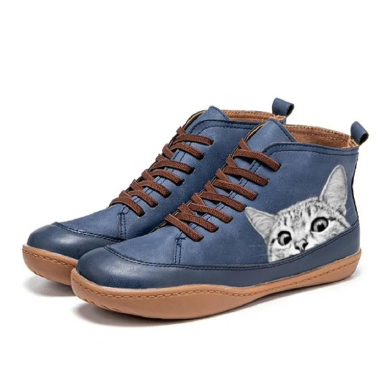 Monika™ - Cat-Leather Ankle Boots